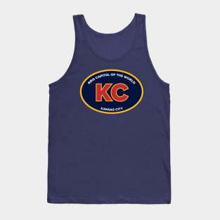 Kansas City Missouri KC BBQ Capital Blue Oval Tank Top